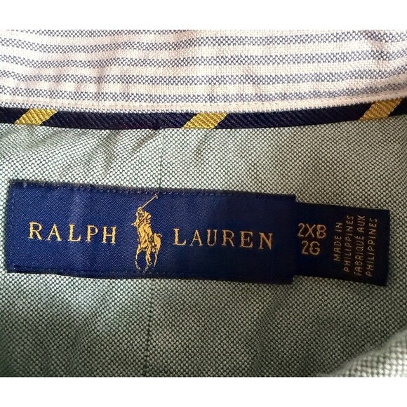 Ralph Lauren Green Long Sleeve Shirt Cotton 2XB 2G - Picture 3 of 6